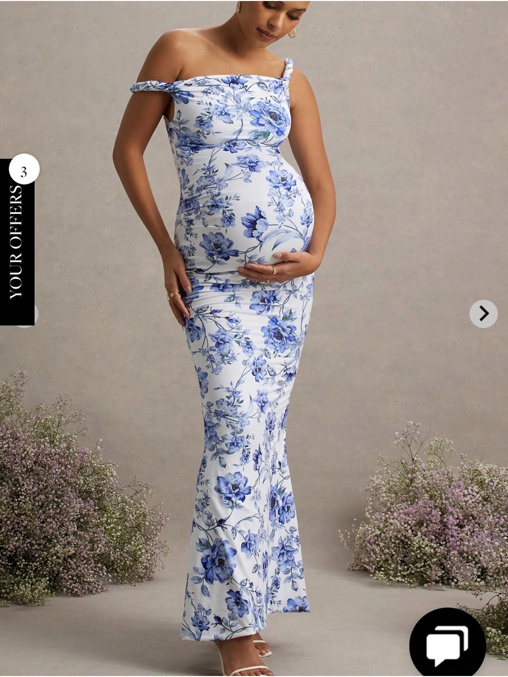 Club London LITA Blue Floral Print Twisted Asymmetric Maternity Dress size 6